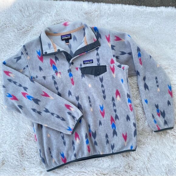 Patagonia Synchilla Wish Tails Arrow Gray Synchilla Snap -T Pullover Sz. S - Picture 12 of 12